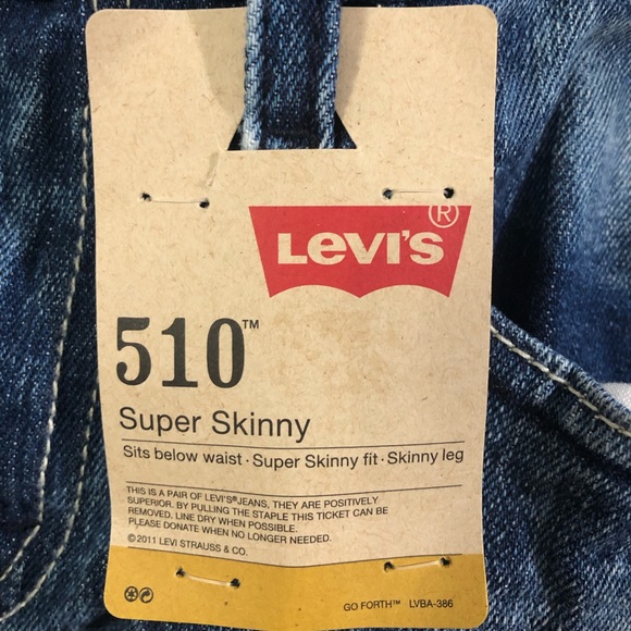 Boys Blue Jeans Faded Super Skinny Fit Levis 510 Youth 18 R Pants Trousers - Picture 12 of 12